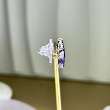 Load image into Gallery viewer, 925 Silver Amethyst Earrings 紫水晶镶嵌银耳钉