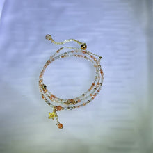 Load image into Gallery viewer, Golden Strawberry Quartz Green Beryl Beads Bracelet 金色草莓晶绿柱石珠链手链