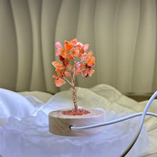 Load image into Gallery viewer, Carnelian Tree of Life USB Cable LED Light 红玛瑙生命之树USB接口LED灯