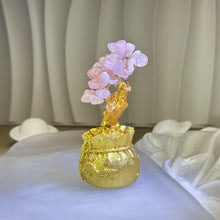 Load image into Gallery viewer, Rose Quartz Fortune Money Tree 粉水晶发财树招财树