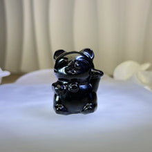 Load image into Gallery viewer, Obsidian Fortune Cat 黑曜石招财猫