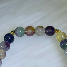 Load image into Gallery viewer, Rainbow Fluorite Evil Eye Cross Bracelet 彩虹萤石恶魔之眼十字架手串