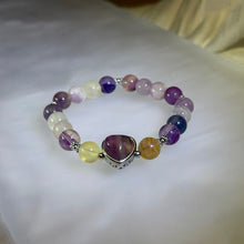 Load image into Gallery viewer, Rainbow Fluorite Heart Amulet Bracelet 彩虹萤石悦心守护手串