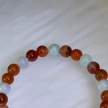 Load image into Gallery viewer, Carnelian Green Jadeite Clover Bracelet 南红玛瑙豆色翡翠四叶草手串