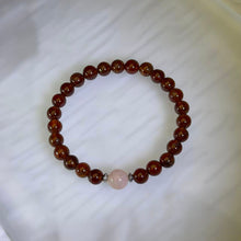 Load image into Gallery viewer, Orange Hessonite Garnet Rose Quartz Bracelet 橙红石榴石粉水晶手串