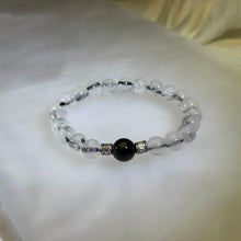 Load image into Gallery viewer, Black Tourmalinated Quartz Black Tourmaline Bracelet 黑发晶黑碧玺手串