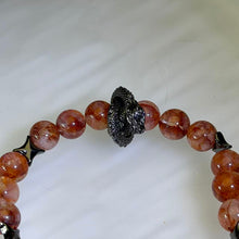 Load image into Gallery viewer, Red Hematoid Quartz Dragon Bracelet 红胶花水晶盘龙手串