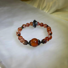 Load image into Gallery viewer, Red Hematoid Quartz Dragon Bracelet 红胶花水晶盘龙手串