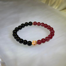 Load image into Gallery viewer, Strawberry Quartz Black Obsidian Bracelet 红色草莓晶黑色黑曜石手链