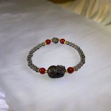 Load image into Gallery viewer, Smoky Quartz Cinnabar PiXiu Bracelet 茶晶紫金砂朱砂貔貅手链