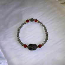 Load image into Gallery viewer, Smoky Quartz Cinnabar PiXiu Bracelet 茶晶紫金砂朱砂貔貅手链
