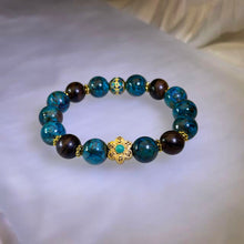 Load image into Gallery viewer, Chrysocolla Agarwood Buddhist Bracelet 凤凰石沉香木禅意手链