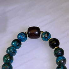 Load image into Gallery viewer, Chrysocolla Golden Sheen Obsidian Bracelet 凤凰石金眼黑曜石手链