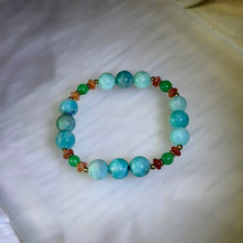 Load image into Gallery viewer, Amazonite Golden Strawberry Quartz Bracelet 天河石金草莓晶手链