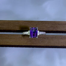 Load image into Gallery viewer, 925 Silver Amethyst Adjustable Ring 紫水晶银镶嵌活口戒指925 Silver Amethyst Adjustable Ring 紫水晶银镶嵌活口戒指