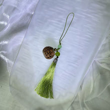 Load image into Gallery viewer, Sandalwood Lattice Box Tassel Charm – Mobile / Keychain / Bag 绿檀木嘎乌盒流苏挂饰/手机链/钥匙扣/包挂