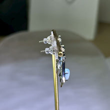 Load image into Gallery viewer, Larimar Earrings 海纹石镶嵌银耳钉