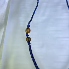 Load image into Gallery viewer, Handmade Navy Blue Necklace Cord with Sandalwood Beads 藏青蓝手编项链绳