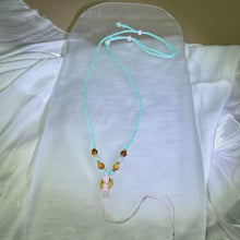 Load image into Gallery viewer, Handmade Tiffany Blue Necklace Cord with White Jadeite Beads 白色翡翠珠蒂芙尼蓝手编项链绳