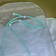 Load image into Gallery viewer, Handmade Tiffany Blue Necklace Cord with White Jadeite Beads 白色翡翠珠蒂芙尼蓝手编项链绳