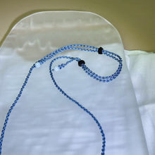 Load image into Gallery viewer, Handmade Grey-Blue Necklace Cord with White Jadeite Beads 白色翡翠珠灰蓝色手编项链绳