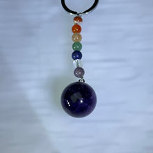Load image into Gallery viewer, Amethyst Seven Chakra Crystal Charm Keychain 紫水晶七脉轮水晶挂饰钥匙扣