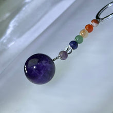 Load image into Gallery viewer, Amethyst Seven Chakra Crystal Charm Keychain 紫水晶七脉轮水晶挂饰钥匙扣