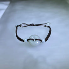 Load image into Gallery viewer, Translucent White Jadeite Lucky Donut Handwoven Bracelet 糯种白色翡翠平安扣手编手链