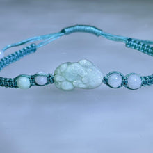 Load image into Gallery viewer, Light Green Jadeite Pixiu Handwoven Bracelet 糯种晴绿翡翠貔手编手链