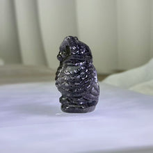 Load image into Gallery viewer, Silver Sheen Obsidian Owl Figurine 银眼黑曜石猫头鹰小摆件
