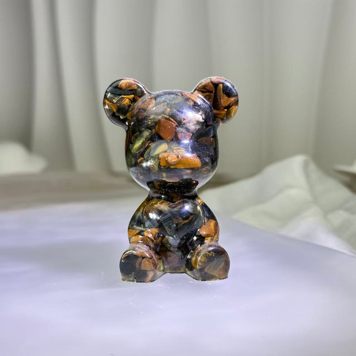 Tiger's Eye Resin Bear Figurine 虎眼石滴胶小熊摆件– PG