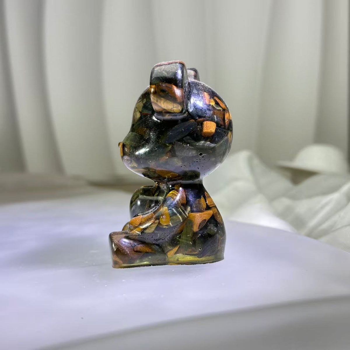 Tiger's Eye Resin Bear Figurine 虎眼石滴胶小熊摆件– PG