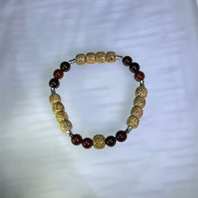 Load image into Gallery viewer, Orange Spessartite Garnet & Star & Moon Bodhi Seed Bracelet 橙红石榴石星月菩提手串