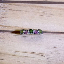 Load image into Gallery viewer, Rainbow Tourmaline Adjustable Ring 彩虹碧玺镶嵌活口戒指