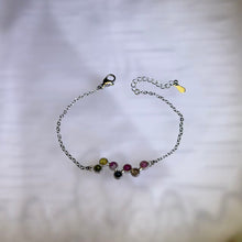 Load image into Gallery viewer, Rainbow Tourmaline Bracelet 彩虹碧玺镶嵌手链