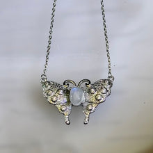 Load image into Gallery viewer, Moonstone Butterfly Pendant Necklace 月光石镶嵌蝴蝶吊坠项链
