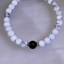 Load image into Gallery viewer, Howlite Obsidian Beaded Bracelet 白松石黑曜石手串