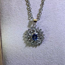 Load image into Gallery viewer, London Blue Topaz Sunflower Pendant Necklace 伦敦蓝托帕石镶嵌太阳花吊坠项链