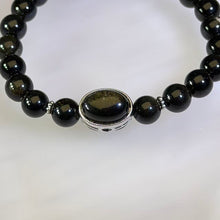 Load image into Gallery viewer, Golden Sheen Obsidian Beaded Bracelet 金眼黑曜石手串