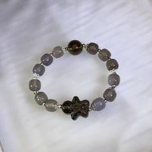 Load image into Gallery viewer, Gingerman Smoky Quartz Gray Agate Beaded Bracelet 灰玛瑙茶晶姜饼人手串