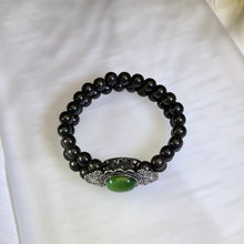 Load image into Gallery viewer, Green Nephrite Ebony Beaded Bracelet 和田玉碧玉黑檀木手串