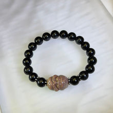 Load image into Gallery viewer, Black Tourmaline Beaded Mongolian Jasper Sun Wukong Bracelet 黑碧玺阿拉善玛瑙孙悟空手串
