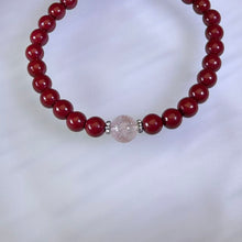 Load image into Gallery viewer, Cinnabar Red Strawberry Quartz Beaded Bracelet 朱砂红色草莓晶手串