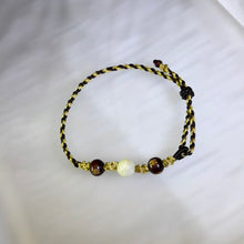 Load image into Gallery viewer, Milky Yellow Jade Adjustable Handwoven Bracelet 奶黄色翡翠可调节手编手绳