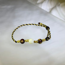 Load image into Gallery viewer, Milky Yellow Jade Adjustable Handwoven Bracelet 奶黄色翡翠可调节手编手绳