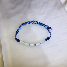 Load image into Gallery viewer, Light Green Jade Adjustable Handwoven Bracelet 豆绿色翡翠可调节手编手链