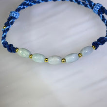 Load image into Gallery viewer, Light Green Jade Adjustable Handwoven Bracelet 豆绿色翡翠可调节手编手链