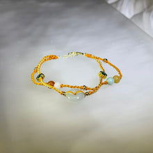 Load image into Gallery viewer, Rainbow Jade Lucky Buckle Adjustable Handwoven Bracelet 彩虹翡翠平安扣手编手链