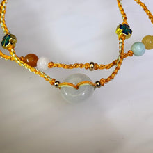 Load image into Gallery viewer, Rainbow Jade Lucky Buckle Adjustable Handwoven Bracelet 彩虹翡翠平安扣手编手链
