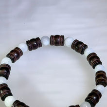 Load image into Gallery viewer, White Jade Sandalwood Beaded Bracelet 白色翡翠紫檀木手串